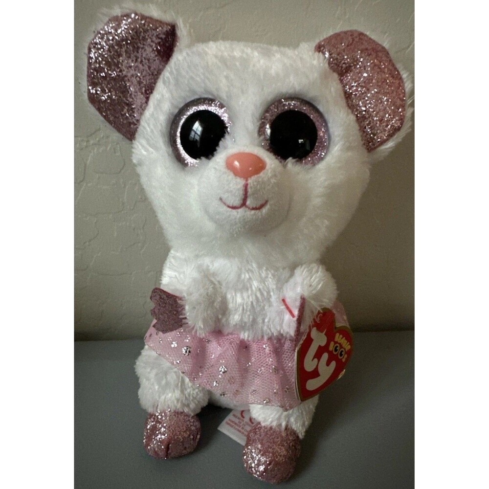 TY Beanie Boos - NINA the Ballerina Mouse 6" Plush Stuffed Animal White Pink NWT